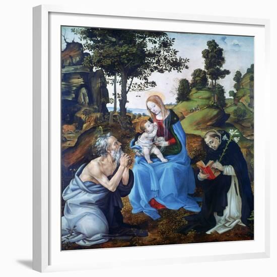 The Virgin and Child with Saints Jerome and Dominic, C1485-Filippino Lippi-Framed Giclee Print