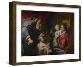 The Virgin and Child with Saints Zacharias, Elizabeth and John the Baptist, C. 1620-Jacob Jordaens-Framed Giclee Print