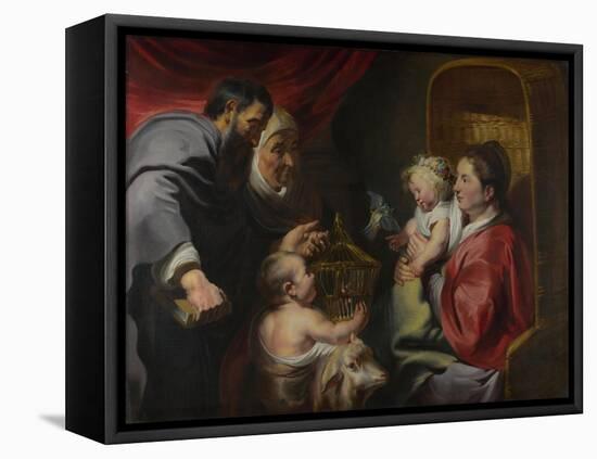 The Virgin and Child with Saints Zacharias, Elizabeth and John the Baptist, C. 1620-Jacob Jordaens-Framed Stretched Canvas