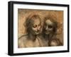 The Virgin and Child with Ss. Anne and John the Baptist, Detail of Heads of the Virgin and St. Anne-Leonardo da Vinci-Framed Giclee Print