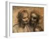 The Virgin and Child with Ss. Anne and John the Baptist, Detail of Heads of the Virgin and St. Anne-Leonardo da Vinci-Framed Giclee Print