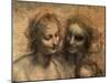 The Virgin and Child with Ss. Anne and John the Baptist, Detail of Heads of the Virgin and St. Anne-Leonardo da Vinci-Mounted Giclee Print