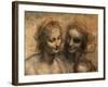 The Virgin and Child with Ss. Anne and John the Baptist, Detail of Heads of the Virgin and St. Anne-Leonardo da Vinci-Framed Giclee Print