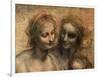 The Virgin and Child with Ss. Anne and John the Baptist, Detail of Heads of the Virgin and St. Anne-Leonardo da Vinci-Framed Giclee Print