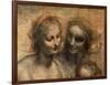 The Virgin and Child with Ss. Anne and John the Baptist, Detail of Heads of the Virgin and St. Anne-Leonardo da Vinci-Framed Giclee Print