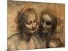 The Virgin and Child with Ss. Anne and John the Baptist, Detail of Heads of the Virgin and St. Anne-Leonardo da Vinci-Mounted Giclee Print