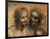 The Virgin and Child with Ss. Anne and John the Baptist, Detail of Heads of the Virgin and St. Anne-Leonardo da Vinci-Framed Giclee Print