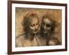 The Virgin and Child with Ss. Anne and John the Baptist, Detail of Heads of the Virgin and St. Anne-Leonardo da Vinci-Framed Giclee Print