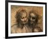 The Virgin and Child with Ss. Anne and John the Baptist, Detail of Heads of the Virgin and St. Anne-Leonardo da Vinci-Framed Giclee Print