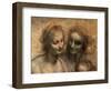 The Virgin and Child with Ss. Anne and John the Baptist, Detail of Heads of the Virgin and St. Anne-Leonardo da Vinci-Framed Premium Giclee Print