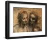 The Virgin and Child with Ss. Anne and John the Baptist, Detail of Heads of the Virgin and St. Anne-Leonardo da Vinci-Framed Premium Giclee Print