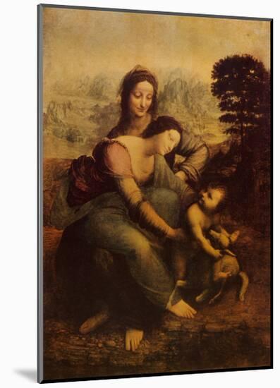 The Virgin and Child with St. Anne-Leonardo da Vinci-Mounted Art Print