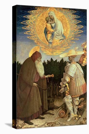 The Virgin and Child with St. George and St. Anthony the Abbot (Egg Tempera on Poplar)-Antonio Pisani Pisanello-Stretched Canvas