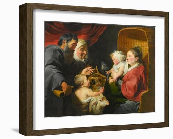 The Virgin and Child with St. John and His Parents, c.1617-1618-Jacob Jordaens-Framed Giclee Print