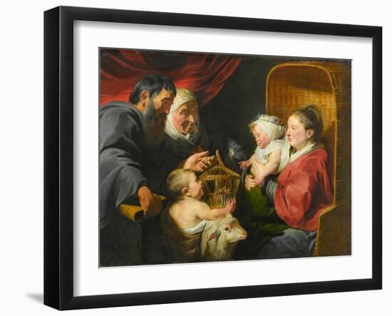 The Virgin and Child with St. John and His Parents, c.1617-1618-Jacob Jordaens-Framed Giclee Print