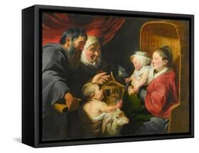 The Virgin and Child with St. John and His Parents, c.1617-1618-Jacob Jordaens-Framed Stretched Canvas