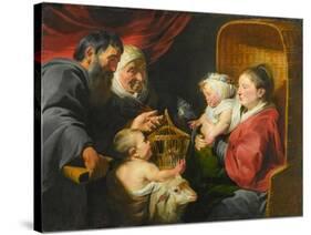 The Virgin and Child with St. John and His Parents, c.1617-1618-Jacob Jordaens-Stretched Canvas