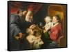 The Virgin and Child with St. John and His Parents, c.1617-1618-Jacob Jordaens-Framed Stretched Canvas