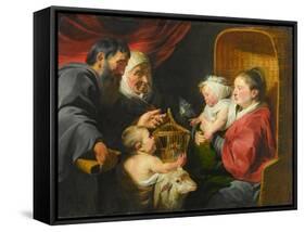 The Virgin and Child with St. John and His Parents, c.1617-1618-Jacob Jordaens-Framed Stretched Canvas