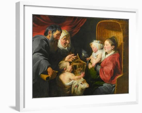 The Virgin and Child with St. John and His Parents, c.1617-1618-Jacob Jordaens-Framed Giclee Print