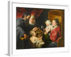 The Virgin and Child with St. John and His Parents, c.1617-1618-Jacob Jordaens-Framed Giclee Print