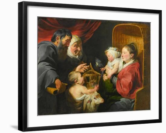 The Virgin and Child with St. John and His Parents, c.1617-1618-Jacob Jordaens-Framed Giclee Print