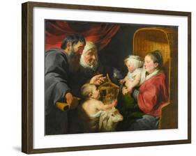 The Virgin and Child with St. John and His Parents, c.1617-1618-Jacob Jordaens-Framed Giclee Print