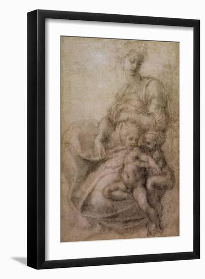 The Virgin and Child with the infant Baptist, c.1530-Michelangelo Buonarroti-Framed Giclee Print