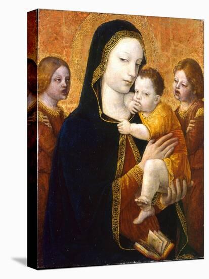 The Virgin and Child with Two Angels, Ca 1485-Ambrogio Bergognone-Stretched Canvas