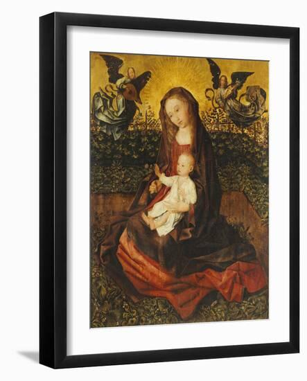 The Virgin and Child with Two Music-Making Angels in a Rose Garden-Rogier van der Weyden-Framed Giclee Print