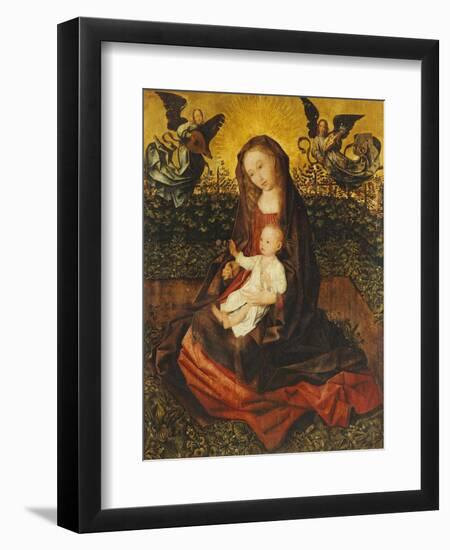 The Virgin and Child with Two Music-Making Angels in a Rose Garden-Rogier van der Weyden-Framed Giclee Print