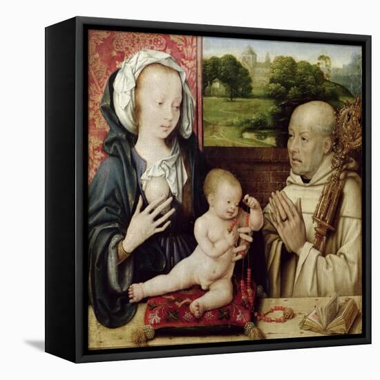 The Virgin and Child Worshipped by St.Bernard (Detail)-Joos Van Cleve-Framed Stretched Canvas