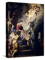 The Virgin Descending to Award Saint Ildefons, Ca. 1655-Bartolome Esteban Murillo-Stretched Canvas