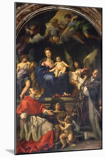 The Virgin Enthroned Between Saints Carlo Borromeo and Ignatius of Loyola, C.1685-Carlo Maratti-Mounted Giclee Print