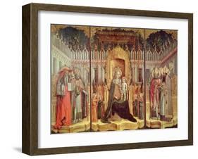 The Virgin Enthroned with Saints Jerome, Gregory, Ambrose and Augustine, 1446-Antonio & D'alemagna Vivarini-Framed Giclee Print