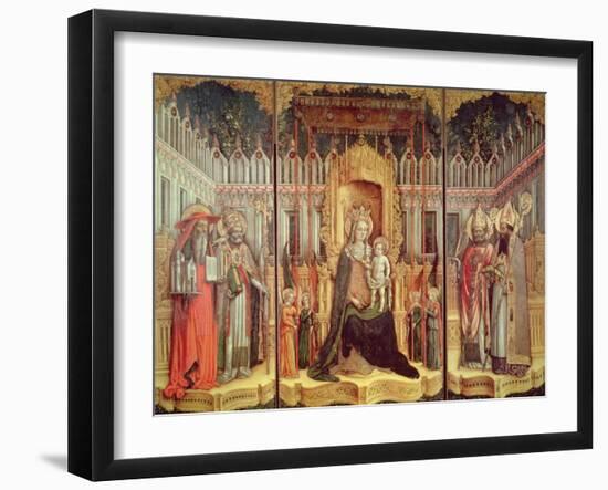 The Virgin Enthroned with Saints Jerome, Gregory, Ambrose and Augustine, 1446-Antonio & D'alemagna Vivarini-Framed Giclee Print
