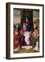 The Virgin Enthroned with Saints Jerome, Sylvester and Maurius-Benvenuto Tisi Da Garofalo-Framed Giclee Print