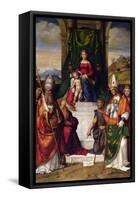 The Virgin Enthroned with Saints Jerome, Sylvester and Maurius-Benvenuto Tisi Da Garofalo-Framed Stretched Canvas