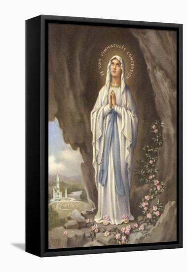 The Virgin Mary as Supposedly Seen by Bernadette, a Highly Romanticised Italian Depiction-null-Framed Stretched Canvas