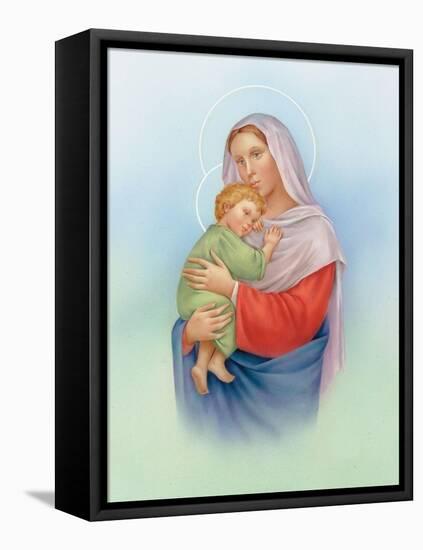 The Virgin Mary Holding Baby Jesus-Christo Monti-Framed Stretched Canvas