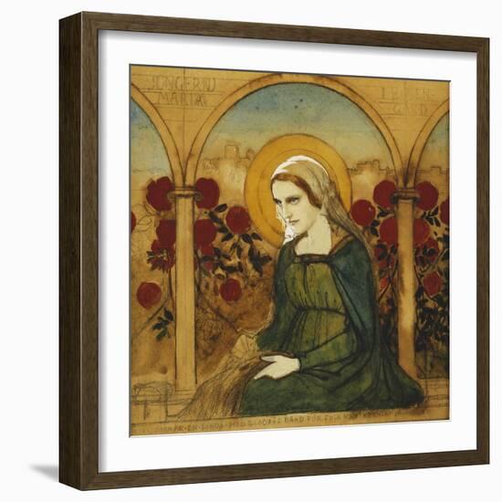 The Virgin Mary in the Rosegarden; Jungfru Maria I Rosengard-Albert Edelfelt-Framed Giclee Print