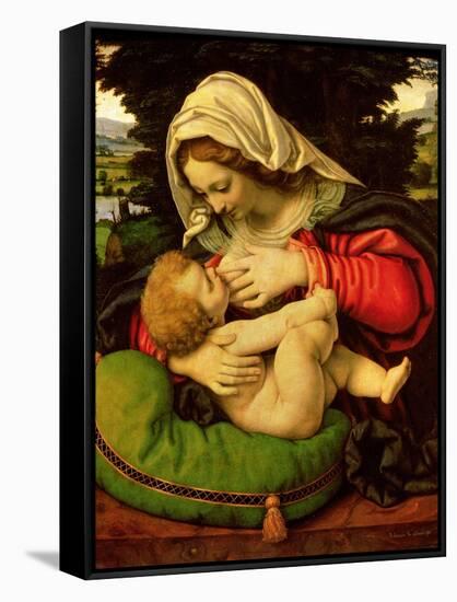 The Virgin of the Green Cushion, 1507-10-Andrea Solario-Framed Stretched Canvas