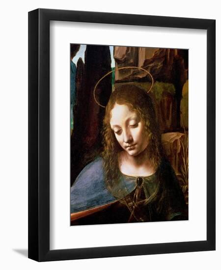 The Virgin of the Rocks (The Virgin with the Infant Saint John Adoring the Infant Christ )-Leonardo da Vinci-Framed Premium Giclee Print