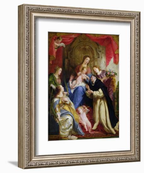 The Virgin Offering the Rosary to St. Dominic, 1641-Gaspard de Crayer-Framed Giclee Print