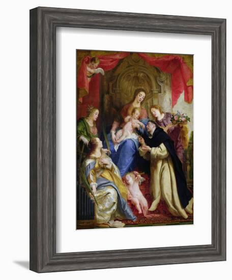 The Virgin Offering the Rosary to St. Dominic, 1641-Gaspard de Crayer-Framed Giclee Print