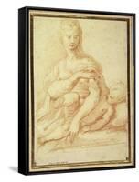 The Virgin Playing with the Child on Her Lap-Parmigianino-Framed Stretched Canvas