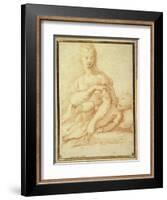 The Virgin Playing with the Child on Her Lap-Parmigianino-Framed Giclee Print