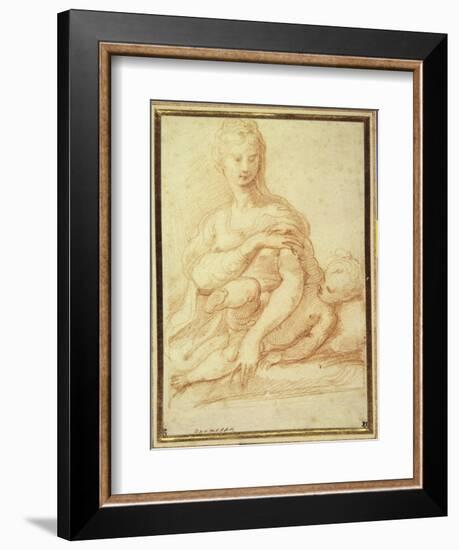 The Virgin Playing with the Child on Her Lap-Parmigianino-Framed Giclee Print