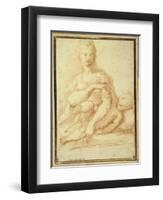 The Virgin Playing with the Child on Her Lap-Parmigianino-Framed Giclee Print