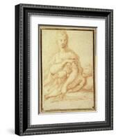 The Virgin Playing with the Child on Her Lap-Parmigianino-Framed Giclee Print